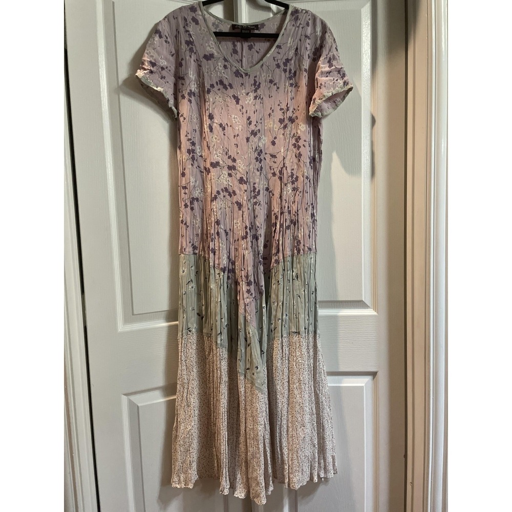 J.G. Hook Dress Womens XXL Multicolor Floral Pleated Swing Midi Rayon Boho